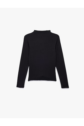 Koton Dik Yaka Slim Fit Modal Karışımlı Basic Uzun Kollu Tişört Siyah 6wal10518ık SIYAH