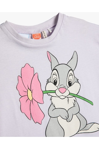 Koton Bambi Tişört Thumper Tavşan Baskılı Kısa Kollu Bisiklet Yaka Lila 3smg10166ak 3SMG10166AK370 Lila