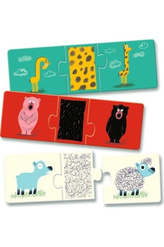 Djeco Üçlü Puzzle / Naked Animals