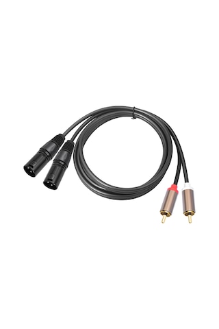 2 Rca Erkek - 2 Xlr Erkek Ses Dengesi Kablosu, Uzunluk: 3m Siyah