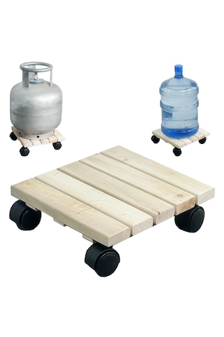 Ahşap Saksı Altlığı Tüp Çek Damacana Tekerlekli 2125