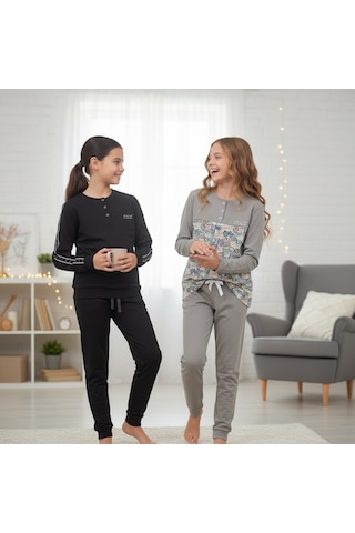 Bonbon Genç Kadın Pamuklu 2 Adet 2'li Pijama Takımı Al507 V1, Al501 V1 Bb2453 Çok Renkli