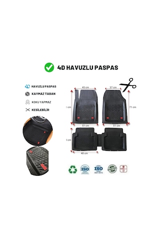 Fiat Doblo 2006 Uyumlu Havuzlu Üniversal Maxi Paspas Siyah