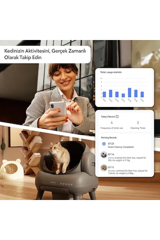 Neakasa Üstü Açık Akıllı Kedi Tuvaleti Gri Z-m1 Otomatik Temizleme, Sessiz Ve Hijyenik