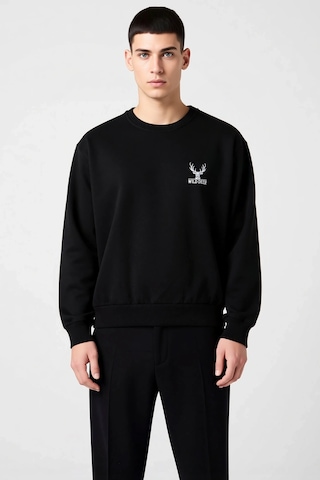 Benerly Erkek Bisiklet Yaka Düşük Kol Uzun Kol Sweatshirt Fonksiyonel Day siyah