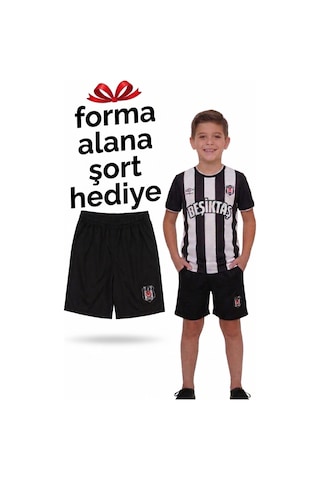 Beşiktaş Lisanslı Nostaji Çocuk Forma Siyah-beyaz