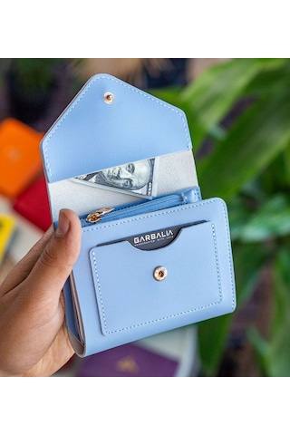 Bk Gift Kişiye Özel İsimli Vegan Deri Mini Bebe Mavisi Kadın Cüzdanı, Sevgiliye Hediye, Anneye Hediye, Arkadaşa Hediye MAvi