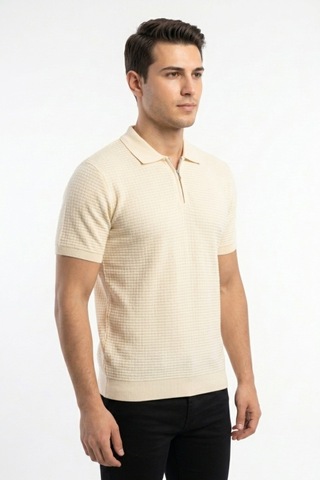 Baglan Erkek Spor Polo Yaka Triko Tişört Bgl-st05371 Ekru