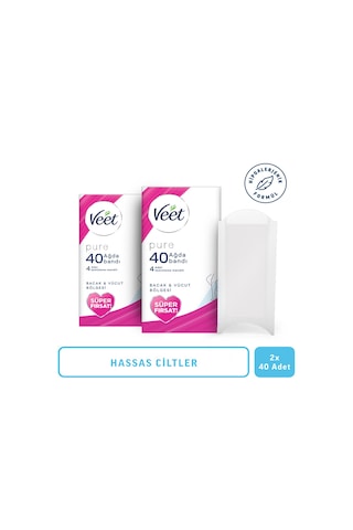 Veet Pure Bacak ve Vücut Bölgesi için Sir Ağda Bandı 20'li x 2