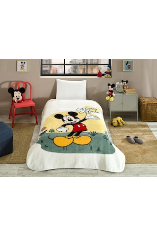 Özdilek Mickey Mouse Happines Disney Lisanslı Tek Kişilik Çocuk Battaniyesi 155x215 Cm Desenli