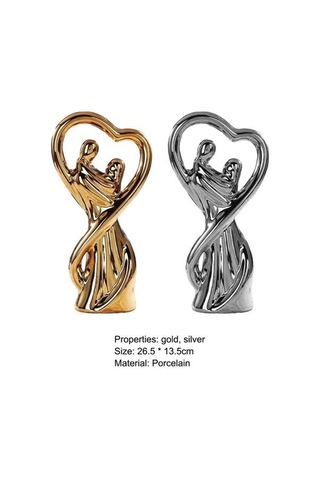 Novahub Altın Çiftler Heykeli Modern Oturma Odası Dekorasyonu El Yapımı Porselen Heykel Uzun Ömürlü Güzellik