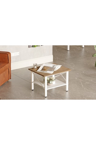 Robin Home Oslo Orta Sehpa Ofis Sehpa Beyaz Metal Ayak