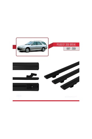 Peugeot 306 Estate 1997-2001 Arası İle Uyumlu Basic Model Ara Atkı Tavan Barı Siyah 3 Adet