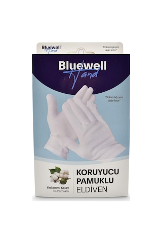 Bluewell Pamuklu Koruyucu Egzema Eldiveni%100 Pamuktan Small Açık Mavi