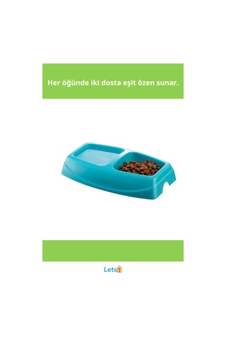 1. Sınıf Plastik İkili Büyük Mama Kabı 30,5cm Mor, Mavi, Yeşil, Pembe