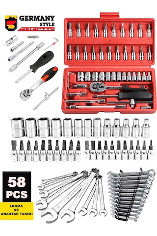 Germany Style 58 Parça 46mini Lokma Takımı Otomatik Cırcırlı 1/4