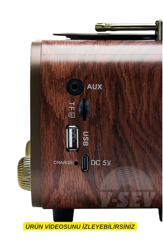 Dexxony Md-1319 Nostaljik Radyo Gramofon Bluetooth Hoparlör Ahşap Tasarım