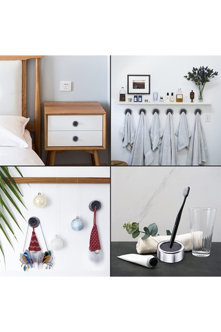 Leezsing Abs Materyal Duvar Tipi Havlu Tutucu, Silikon Pençeli Spiral Tasarım, Çift Kurulum Seçeneği 3 Adet Gümüş