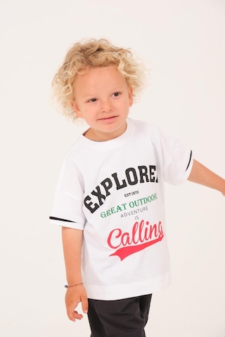 Erkek Çocuk Baskılı T-shirt - Beyaz Beyaz