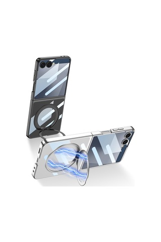 Galaxy Uyumlu Z Flip 7 M-safe Şarj Özellikli Kıpta Kpt-02 Standlı Kapak Siyah