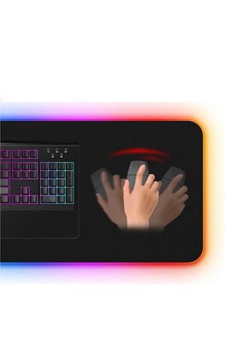 Rgb 90x40 Cm Düz Siyah Su Geçirmez Gaming Işıklı Oyuncu Mousepad