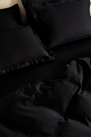 Puffy Andra Çift Kişilik Saten Nevresim Takımı - Siyah Siyah