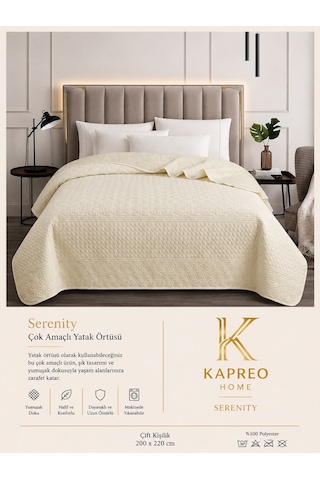 Kapreo Home Çok Amaçlı Çift Kişilik Çift Taraflı Yatak Örtüsü 200 X 220 Açık Bej