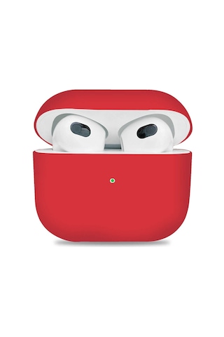 Wozlo Apple Uyumlu AirPods 3 Koruyucu Kılıf - 3. Nesil Silikon Kulaklık Koruma Kılıfı - Kırmızı