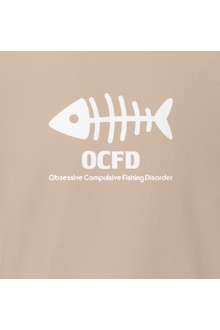 Wildstyle Ocfd Fishing Disorder Balıkçılık Esprili Kılçık Baskılı Unisex Bisiklet Yaka Pamuklu Tişört - Camel
