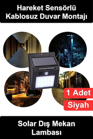 Solarlamba Güneş Enerjili 20 Led Hareket Sensörlü Su Geçirmez Ip65 Duvar Tipi Solar Dış Mekan Lamba Çok Renkli