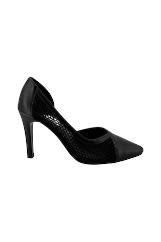 Hobby Ayakkabı Hobby 26757 Deri Stiletto Kadın Ayakkabı File Detaylı Siyah