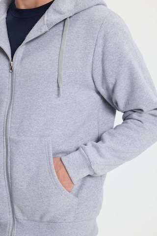 Tudors Unisex Relax Fit Rahat Kesim Pamuklu İçi Polarlı Çift Cepli Tam Fermuarlı Gri Kapüşonlu Sweatshirt-41650 Gri