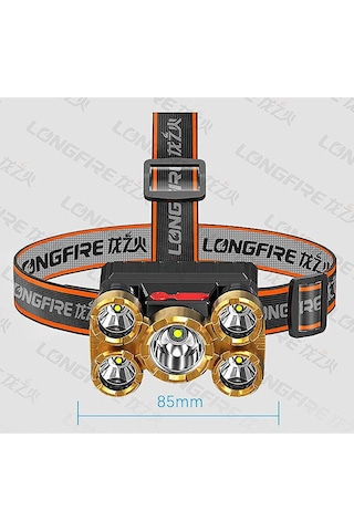 Rc-51 Şarjlı 5 Led 5x T6 Cree Led 36000 Lümen Profosyonel Kafa Feneri Lambası 4 Modlu Bisiklet Diğer