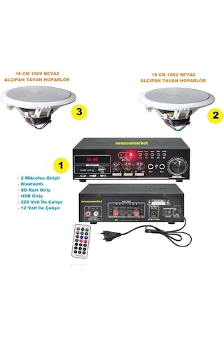 Tavan Hoparlor Seti 1 Adet Anfi+2 Adet 1oov 16 Cm Tavan Hoparl...