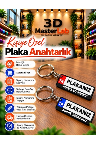 Kişiye Özel Plaka Anahtarlık Tüm Renkler / Plakalık Anahtarlık / Uzun Plaka