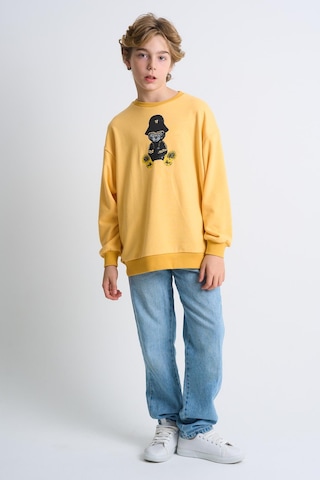 Alexandergardi Alexandergardı Baskılı Bisiklet Yaka Çocuk Sweatshirt Sarı