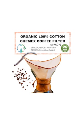 2 Adet Yıkanabilir, Kumaş Chemex Kahve Filtresi Ağartılmamış%100 Ham Pamuk, Organik, Ekolojik Filtre Chemex C.2 Çok Renkli