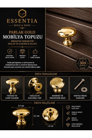 Parlak Gold Vintage Mobilya Topuzu Lüks Dekoratif Dolap Ve Çekmece Kulpu 5 Adet Çoklu Renk