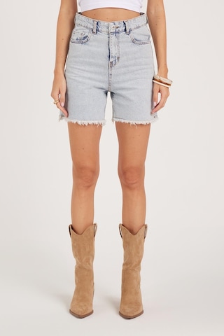 Tudors Kadın Regular Fit Klasik Kesim Pamuklu Açık Mavi Jean Kot Şort-39916 Açık Mavi