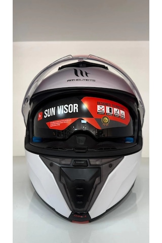 Mt Helmets Mt Atom 2 A11 Çene Açılır Motosiklet Kaskı Parlak Beyaz