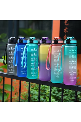 Su Şişesi Spor İçme Bardağı Plastik Su Bardağı 1000ml - Doğrudan Satış Mavi Ve Pembe Çok Renkli