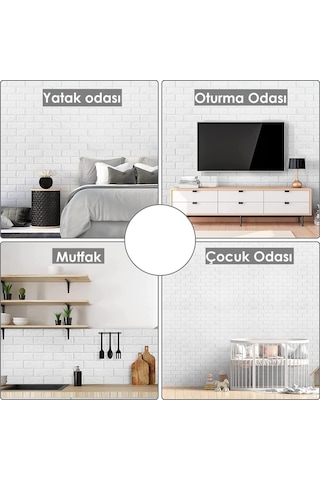 Taş Desenli Kendinden Yapışkanlı 3d Duvar Raf Kapı Kaplama Kağıdı 3 Metre Çok Renkli