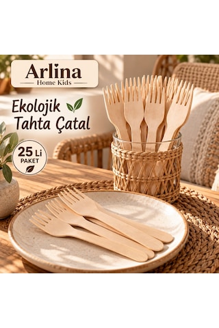 16 Cm Ekolojik Tahta Çatal 25 Li Ahşap