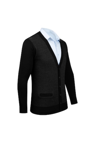 Erkek Büyük Beden V Yaka Triko Hırka Düğmeli 5014mb Bgl-st04040 Siyah