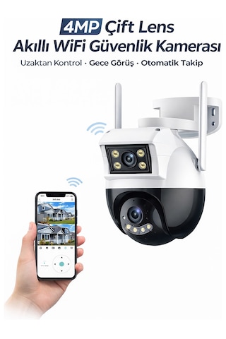 4mp Çift Lens Wifi Güvenlik Kamerası Otomatik Takip Gece Görüş Ip66 Dış Mekan