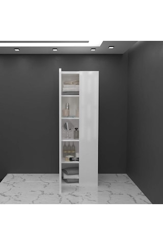 Çok Amaçlı Banyo Dolabı 5 Raflı Dolap 2 Kapaklı Düzenleyici Dolap Tlpd01S Beyaz