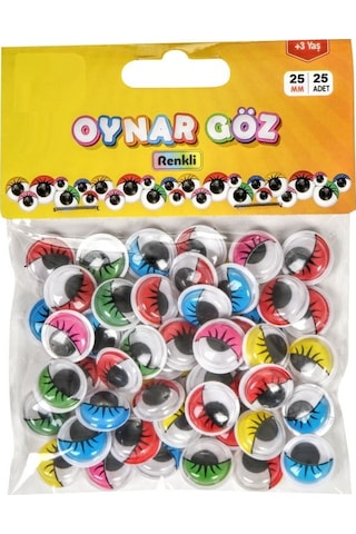Hayal Sepeti Renkli Oynar Göz 25mm - 25 Adetli Paket