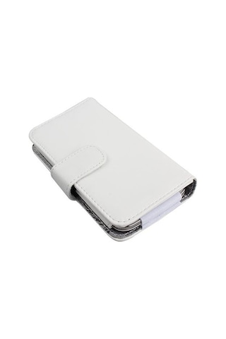 Optimus G E975 İle Uyumlu Yan Kapaklı Cüzdanlı Kart Bölmeli Deri Kılıf Beyaz Renk