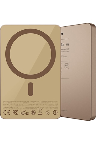 Recci RP33 PD 20W Ultra İnce Led Göstergeli Hızlı Şarj Özellikli Wireless 15W 5000 mAh Powerbank