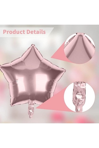 5 Li Yıldız Folyo Rose Gold Balon Süsleme Seti 18 Inç 45 Cm 5 Ade Karışık Renkli